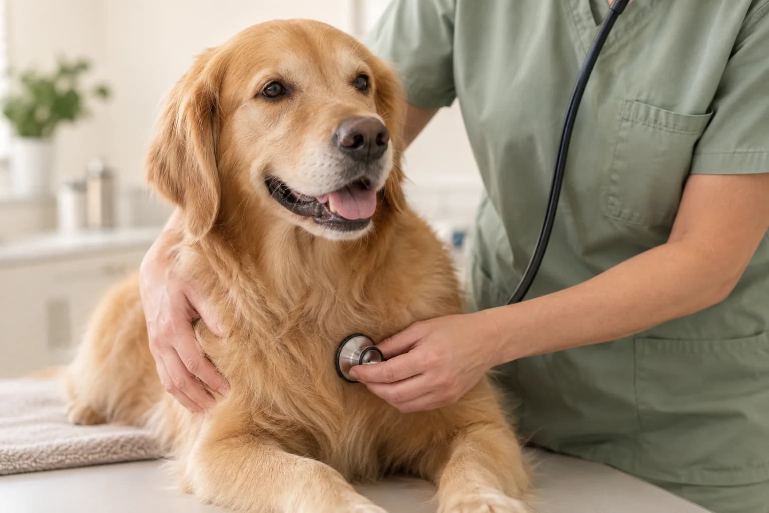 Illustrative scene: a veterinary consultation. Not a photograph of this location.